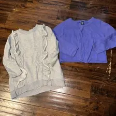 babyGap 紫色カーディガンとグレー長袖カットソーセット