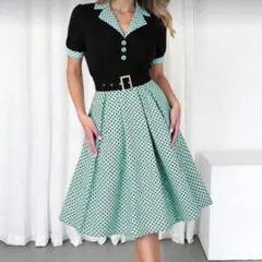 SHEIN ワンピース　ミントグリーン　ドット