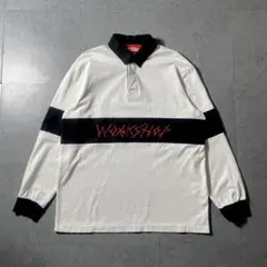 人気モデル✨️ 032c ラガーシャツ 刺繍 白 × 黒 Lsize