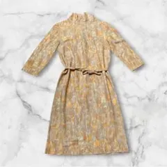 ヴィンテージ ワンピース ハイネック 総柄 レトロ