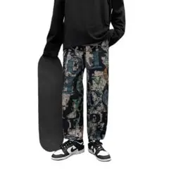 大きめ 【大人気】カジュアル ストリート ワイド オーバーサイズ パンツ