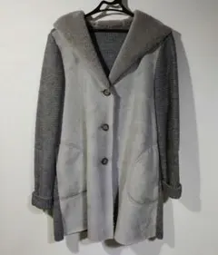noa-ge ウール グレーコート カーディガン スウェード ボア ニット