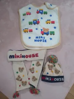 ミキハウス クマ刺繍 スリーパー 　マフラー　 ニット帽 　3点セット