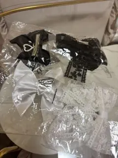 量産型 リボン 白 黒 セット ヘアクリップ