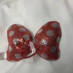 【廃盤・レア品】 ミニーマウス　スパンコール　ヘアゴム　ビッグリボン　赤色