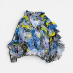 MSGM アート柄シフォンフリルブラウス サイズ40 イタリア製のサムネイル
