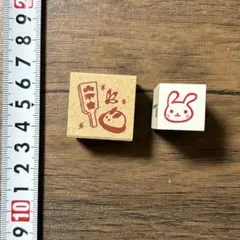 スタンプ2個セット　うさぎ　ワンポイントスタンプ　こどものかお