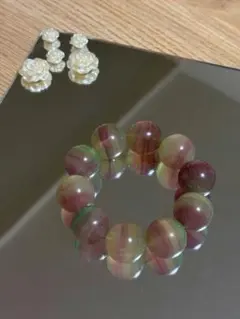 天然カラーフローライト 19mm特大珠 一点物 天然石インテリア お得品