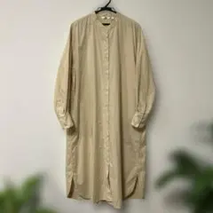 UNIQLO ベージュ シャツ ワンピース 長袖 L size レディース