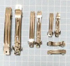 シルバー金属製バレッタセット 各種サイズ　ハンドメイド素材