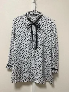ZARA 花柄リボン付き長袖シャツ L