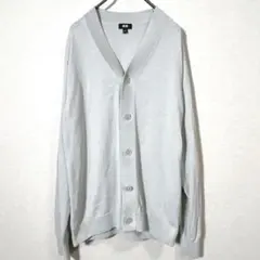 UNIQLO ユニクロ　ニットVネックカーディガン　ライトグレー　メンズM