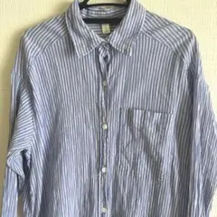 H&M ストライプ薄手長袖シワ加工
