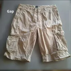 Gap　ベージュ　カーゴ　ショートパンツ　ハーフパンツ　薄手　ウエスト紐付