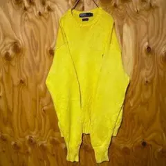 ワンポイント セーター イエロー USA古着 90s ポロラルフローレン ニット