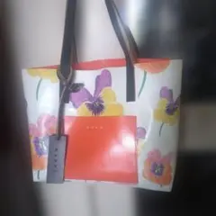 MARNI トートバッグ パンジー柄 オレンジ リバーシブル - メルカリ