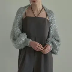 新品未使用 ANDRESD アンドレスド シャギーグリッターボレロ シルバー