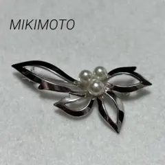 美品✨MIKIMOTO ミキモト パール 本真珠 ブローチ 3珠 リーフ NHKのサムネイル