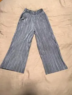 ストライプ ワイドパンツ グレー