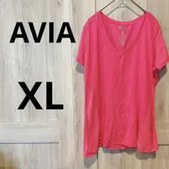 一点物‼️ AVIA ストライプ ピンク Tシャツ 【XL】 ランニングウェア