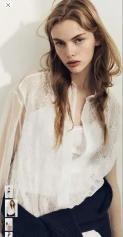 ZARA オーガンザレース オーバーサイズシャツ