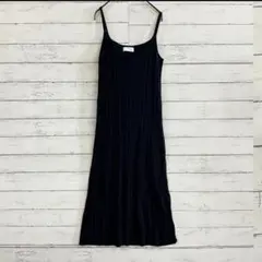 Leahmatin ネイビー リブ ニット キャミワンピース Lサイズ ロング