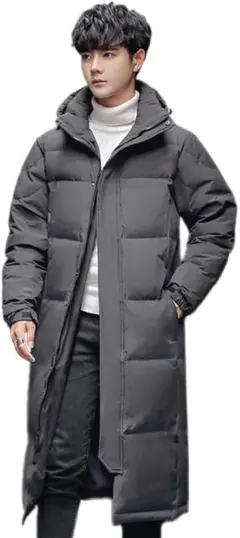 メンズ ダウンコート ベンチコート ロングコート 膝丈 フード付き ゆったり