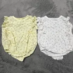 フリル付きコットンロンパース2色セット