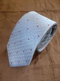 MR.JUNKO ネクタイ 水色 ドット柄 ヘリンボーンパターン