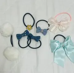 ヘアゴム 6個セット リボン・ファー付き