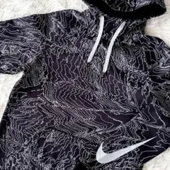 美品✨ナイキ　DRI-FIT 等高線パターン　プルオーバー　袖ビッグロゴ　黒　S