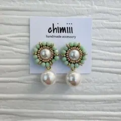 No.1195 ハンドメイド　ビーズ刺繍　ピアス　イヤリング