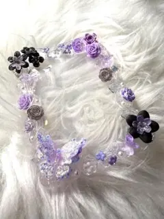 ハンドメイド 硬質ケース デコ パープル