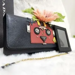 ✨美品　付属品完備✨プラダ　長財布　パスケース付き　ロボット　三角ロゴ