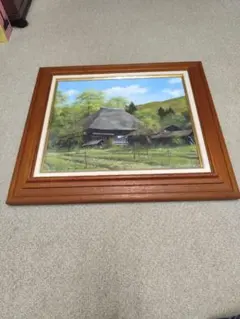 油彩画 北川照生　白馬村の山郷 油彩画 北川照生 白馬村の山郷 - メルカリ