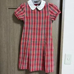 ミキハウス ワンピース 赤チェック 丸襟 刺繍 発表会 女の子 130のサムネイル