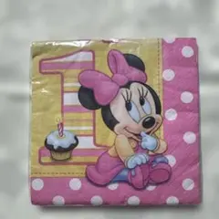【新品未使用】ミニー 1歳の誕生日 ペーパーナプキン 16枚入りのサムネイル