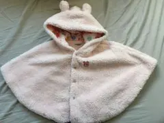 ミキハウス ホットビスケッツ ベビーポンチョ ピンク フリーサイズ(70〜90)