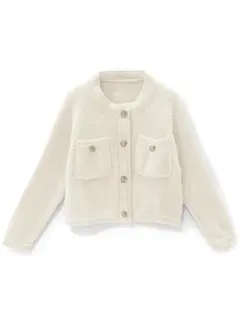 ゴールドボタンショート丈ニットカーディガン