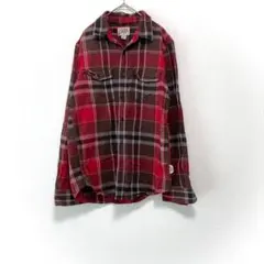 チェック長袖シャツ　赤と黒のチェック　Mサイズ