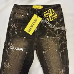 GUAPI 星柄 ブラックデニムパンツ 32 - メルカリ