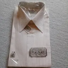 【半袖】FUKUSUKE ドレスシャツ ベージュ ストライプ