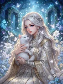 コムテチオリジナル　聖女と猫　デジタルアート　2Lサイズ