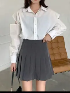 SHEIN シーイン　無地柄　プリーツ スカート　ミニ　黒　S