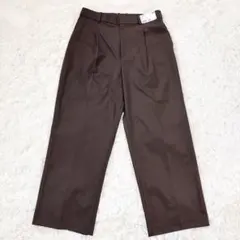 新品　UNIQLO ユニクロ　タックワイドパンツ　ブラウン　茶　大きなサイズ