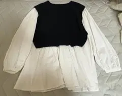 レイヤードスタイル 長袖シャツ 黒と白