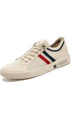 ベージュ ストライプデザイン スニーカー