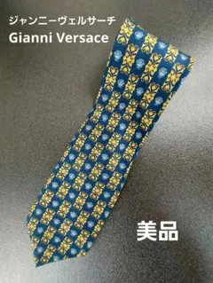 ベルサーチ　ネクタイ メデューサ柄 ブルー ゴールド バロック　美品