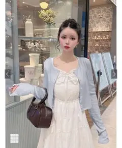 GRL 接触冷感クロップド丈リブカーディガン dk1404