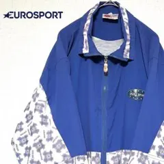 ナイロンジャケット 総柄 ブルー 青 海外製 L y2k